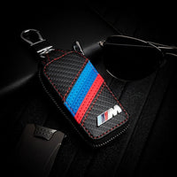 For BMW F15 F16 F85 F86 M emblem Leather Car Keychain Wallet bag