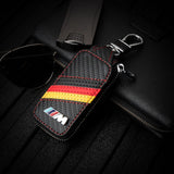 For BMW F15 F16 F85 F86 M emblem Leather Car Keychain Wallet bag